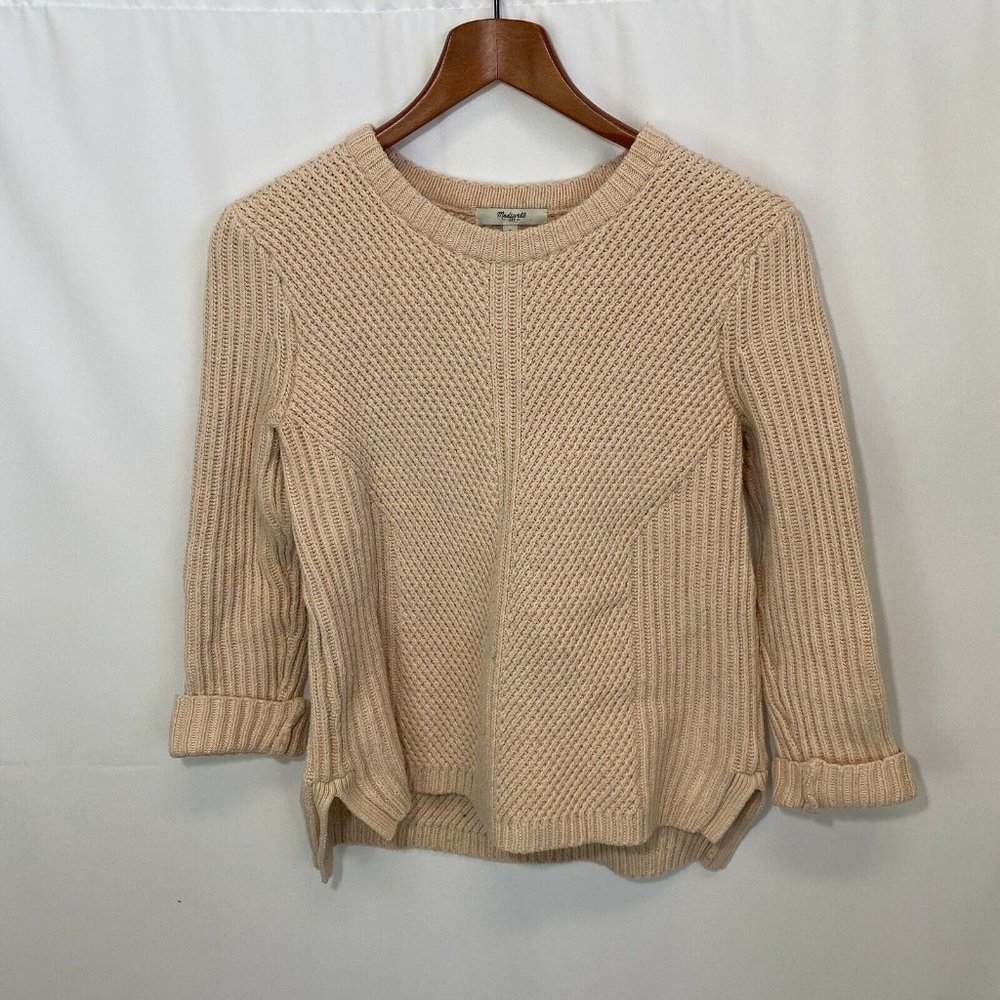Madewell Cable Knit Pink Sweater 3/4 Sleeve Size S